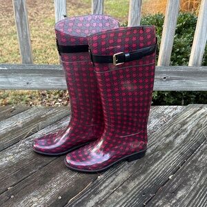 Ralph Lauren ROSSALYN II Boots Tartan Houndstooth Plaid rubber rain Wellies 7B